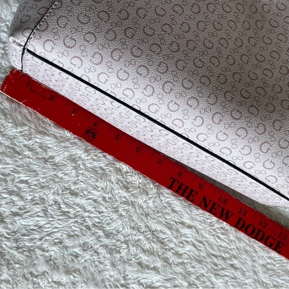 GUESS Blush Pink Allover Logo Monogram Satchel Hand Bag Purse - Picture 11 of 13